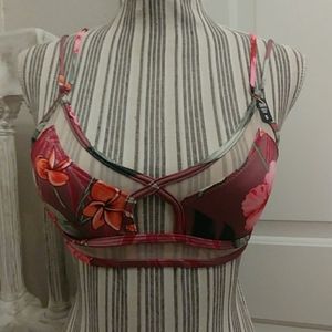 PINK Victoria's Secret Floral Triangle&Mesh 👙 Top